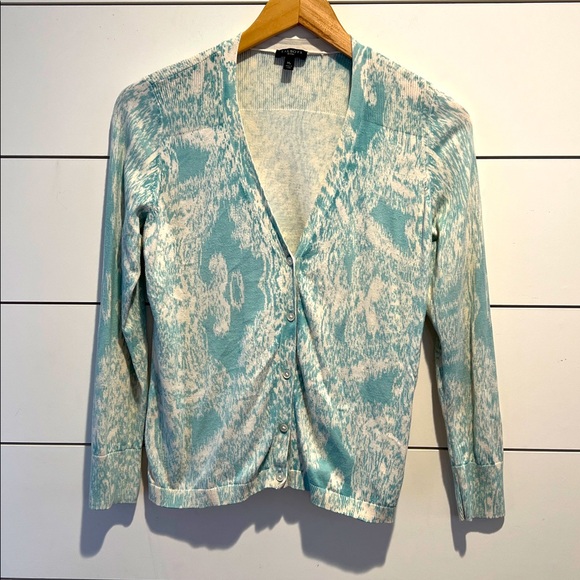 Talbots Sweaters - Talbots blue floral lightweight Cardigan  Butterflies - Sz. Petite medium